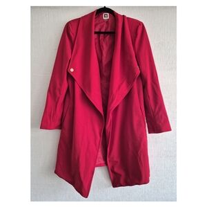 Women's Red Open Front Waterfall Blazer